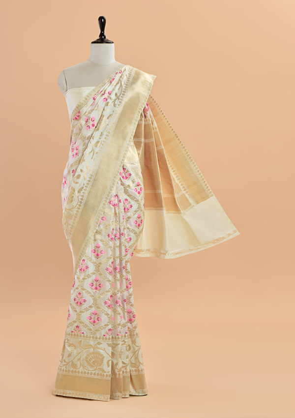 Off White Jaal Saree in Silk