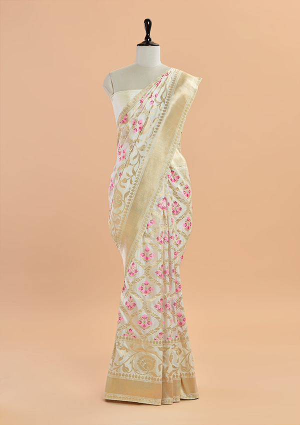 Off White Jaal Saree in Silk
