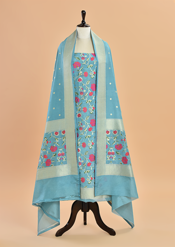 Sky Blue Jaal Dress in Silk