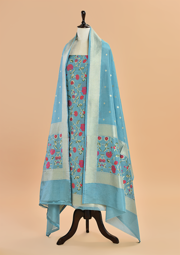 Sky Blue Jaal Dress in Silk