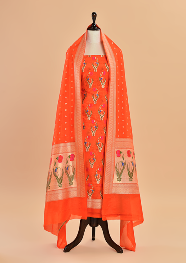 Orange Butta Dress in Silk