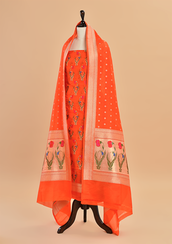 Orange Butta Dress in Silk