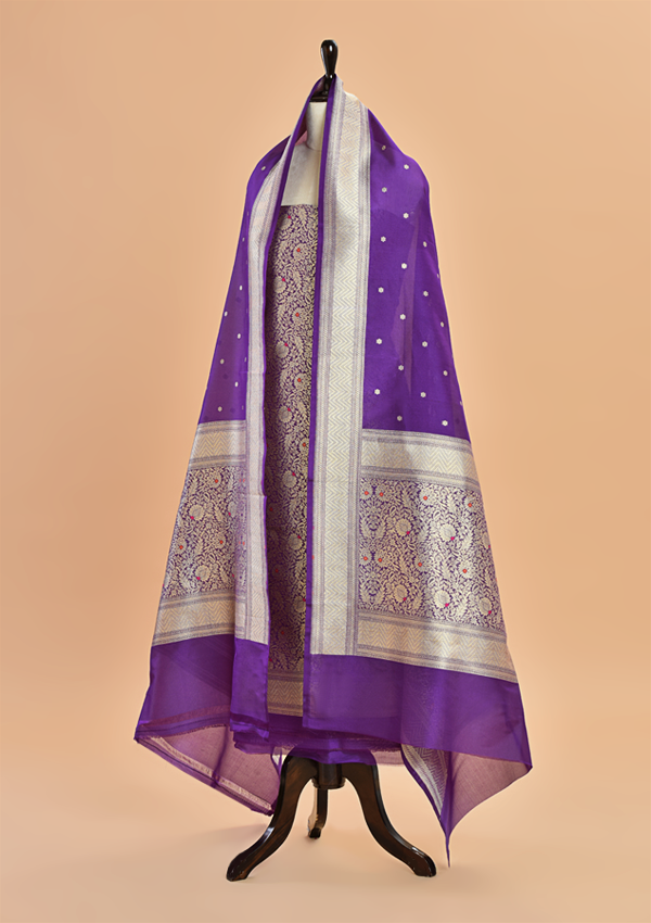 Purple Brocade Dress in Silk