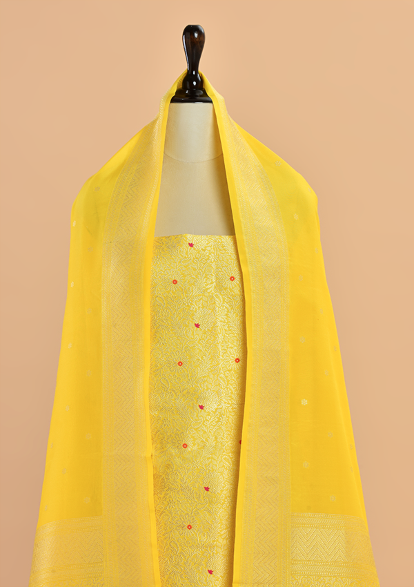 Yellow Brocade Dress in Silk