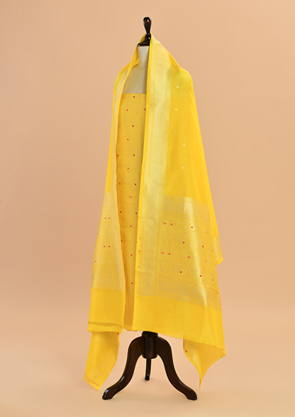 Yellow Brocade Dress in Silk
