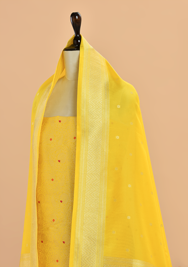 Yellow Brocade Dress in Silk