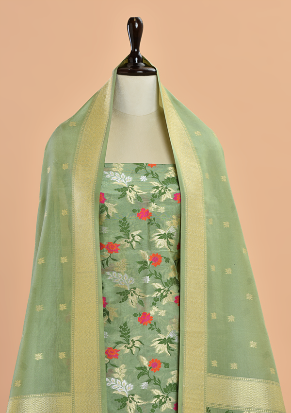 Pista Green Jaal Dress in Silk