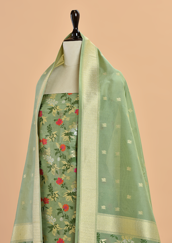 Pista Green Jaal Dress in Silk