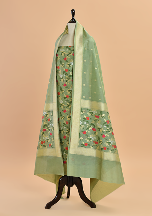Pista Green Jaal Dress in Silk