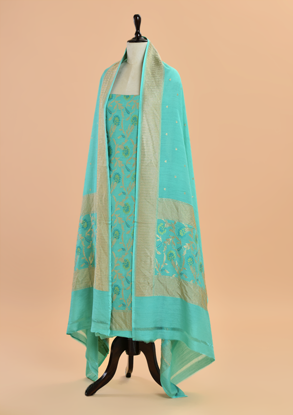 Sea Green Jaal Dress in Georgette Tussar