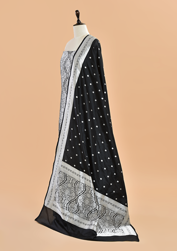 Black Brocade Dress in Silk