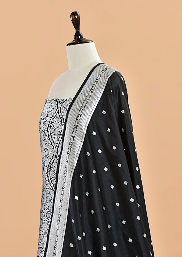 Black Brocade Dress in Silk