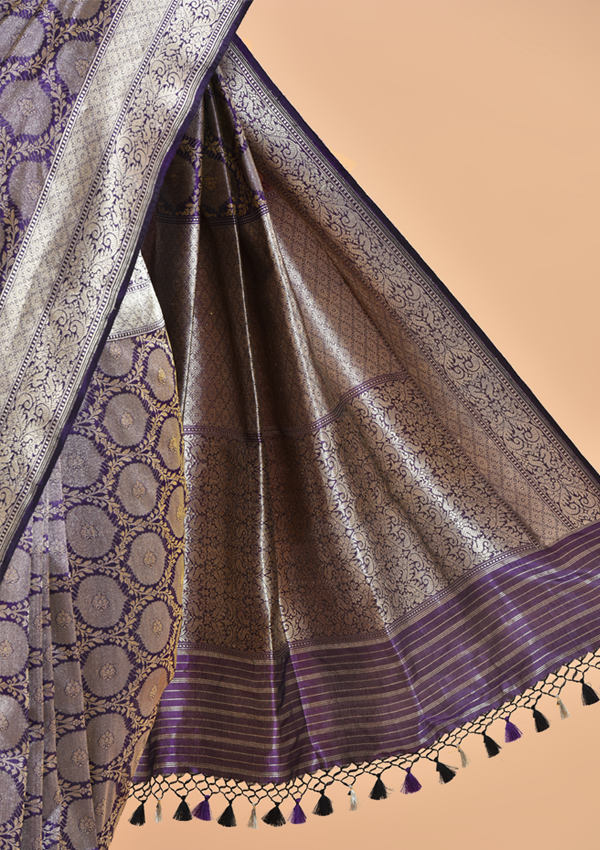 Purple Brocade Saree in Silk