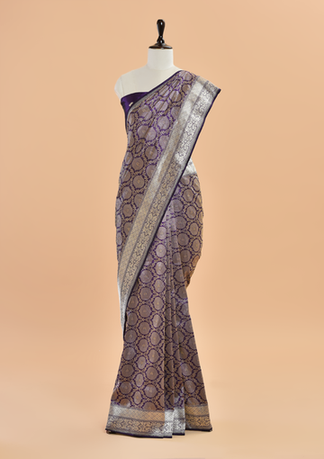 Purple Brocade Saree in Silk