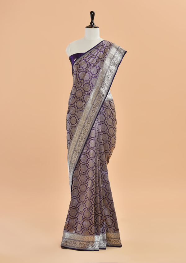 Purple Brocade Saree in Silk