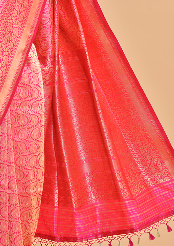 Rani Pink Brocade Silk Saree