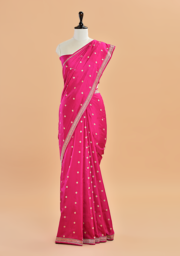 Rani Pink Butti Silk Saree