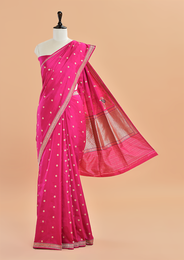 Rani Pink Butti Silk Saree