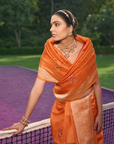 Orange Butta Saree in Georgette Tussar