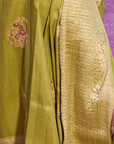 Mehendi Green Butta Saree in Georgette Tussar