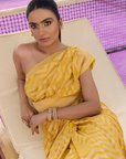 Yellow Lehariya Saree In Georgette