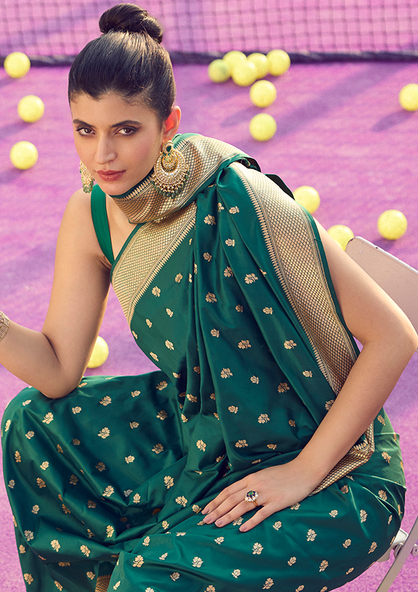 Green Butti Saree in Silk
