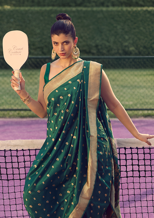 Green Butti Saree in Silk