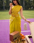 Olive Green Plain Saree in Silk