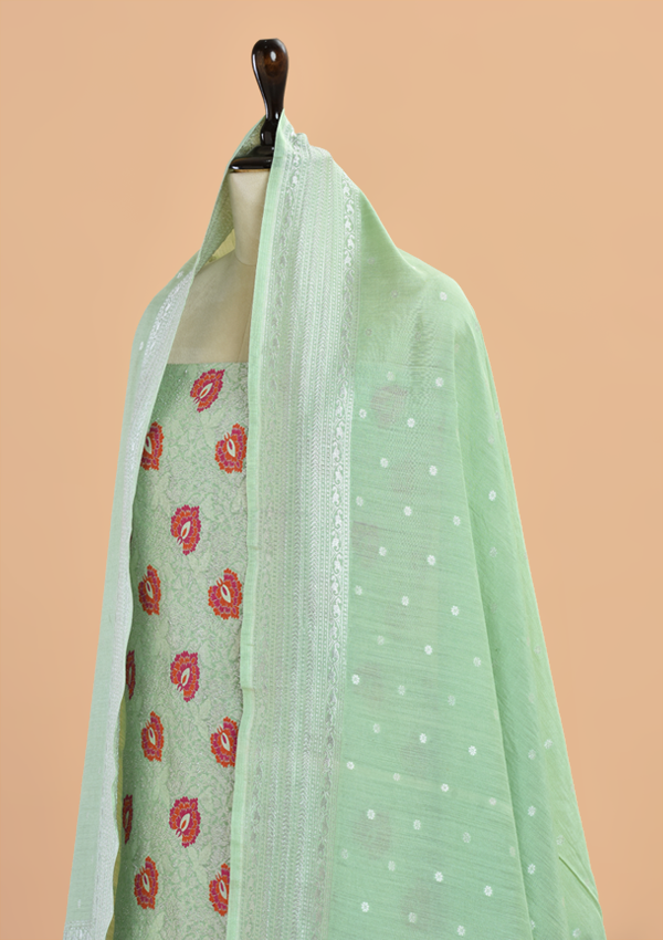 Sea Green Brocade Dress in Georgette Tussar