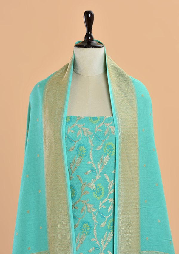 Sea Green Jaal Dress in Georgette Tussar