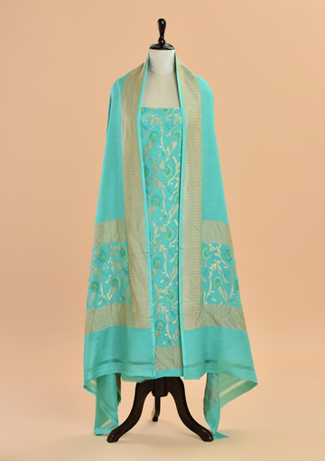 Sea Green Jaal Dress in Georgette Tussar