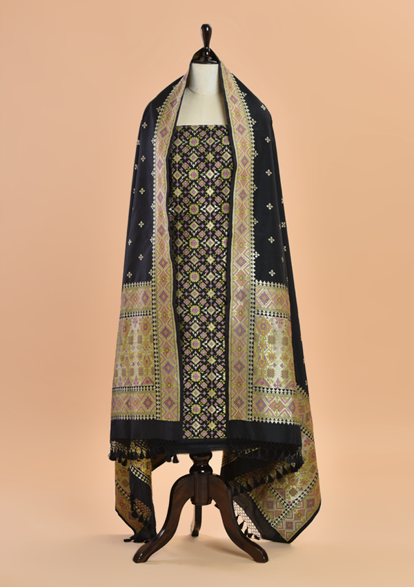 Silk Dress in Black Jaal