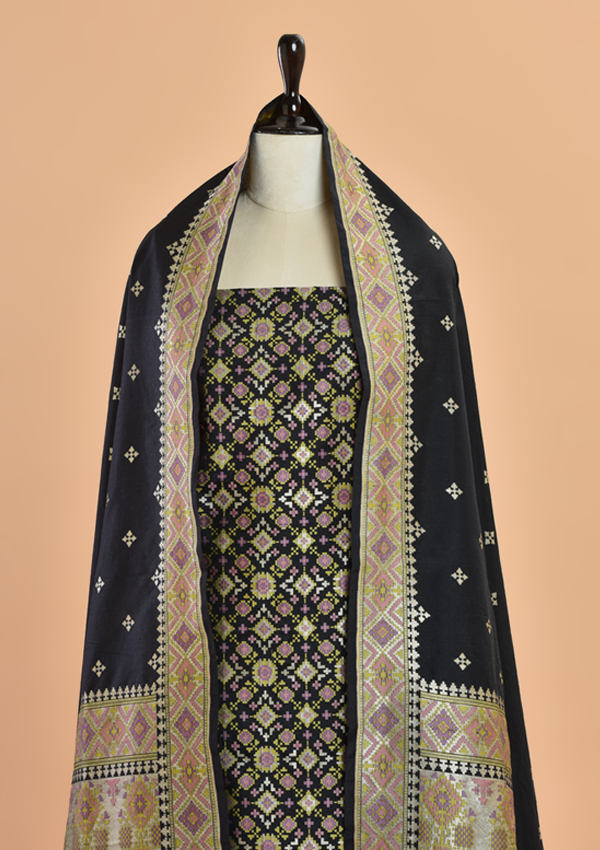 Silk Dress in Black Jaal