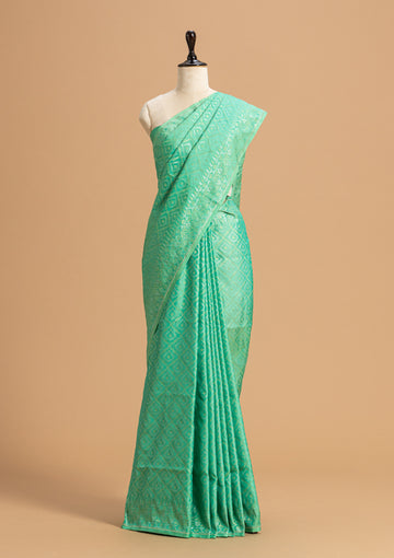 Sea Green Jamdani Silk Saree