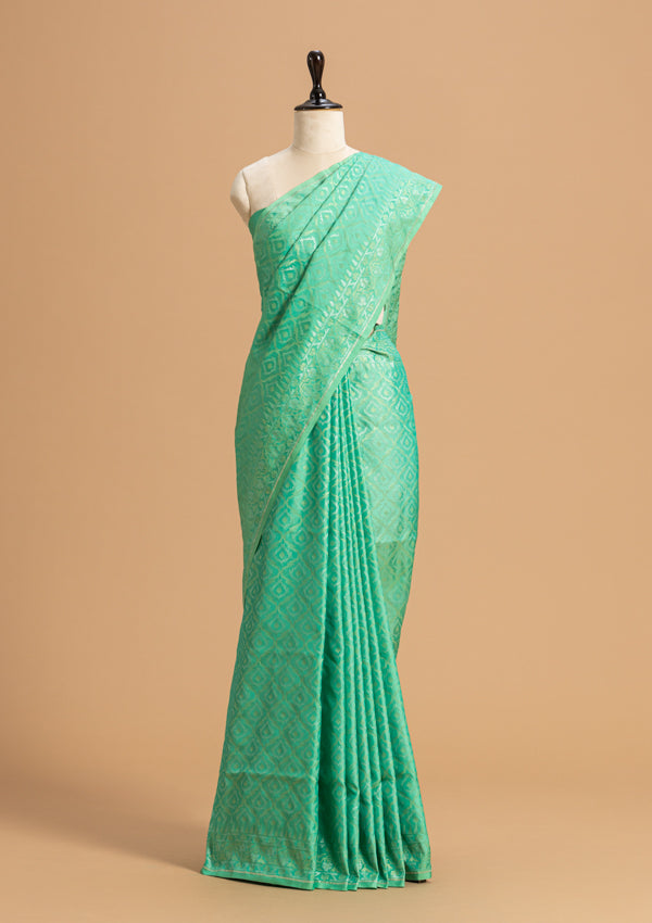 Sea Green Jamdani Silk Saree