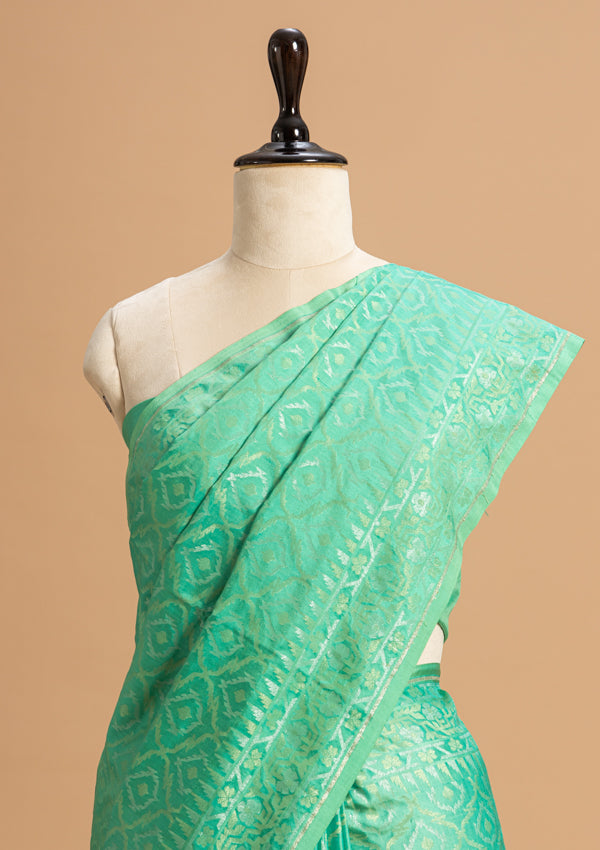 Sea Green Jamdani Silk Saree