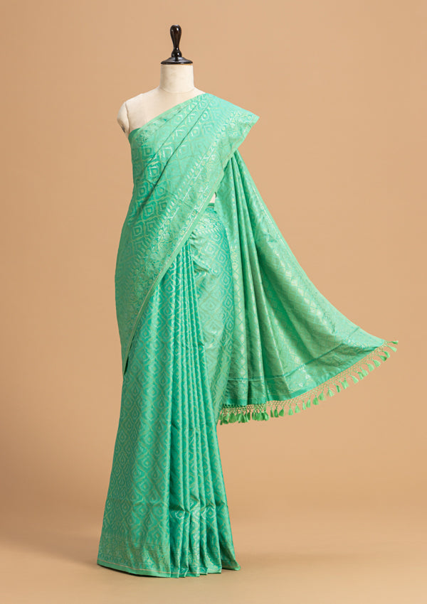 Sea Green Jamdani Silk Saree