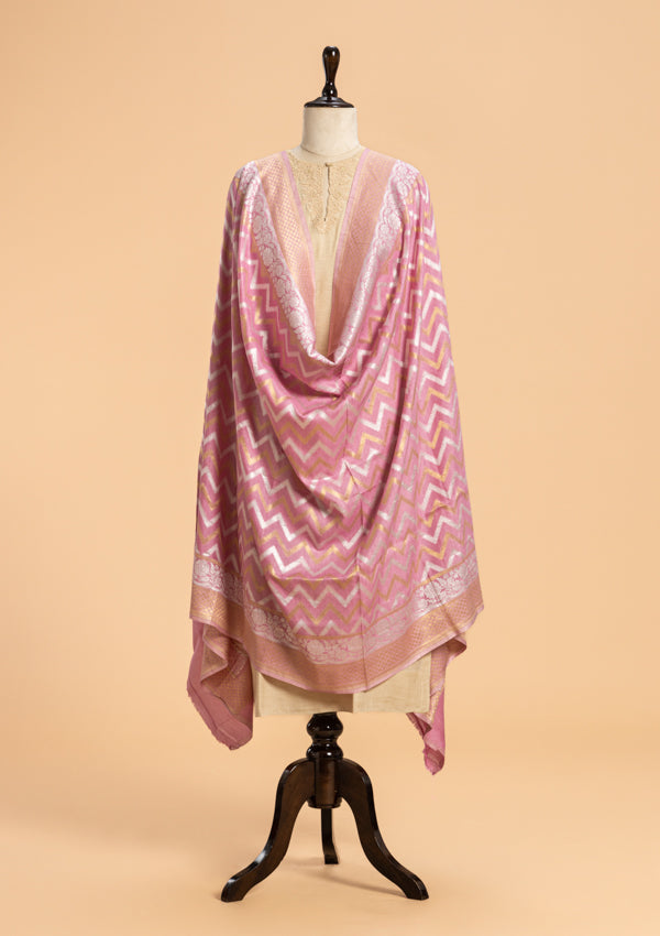 Gajar Pink Jamdani Georgette Tussar Dupatta
