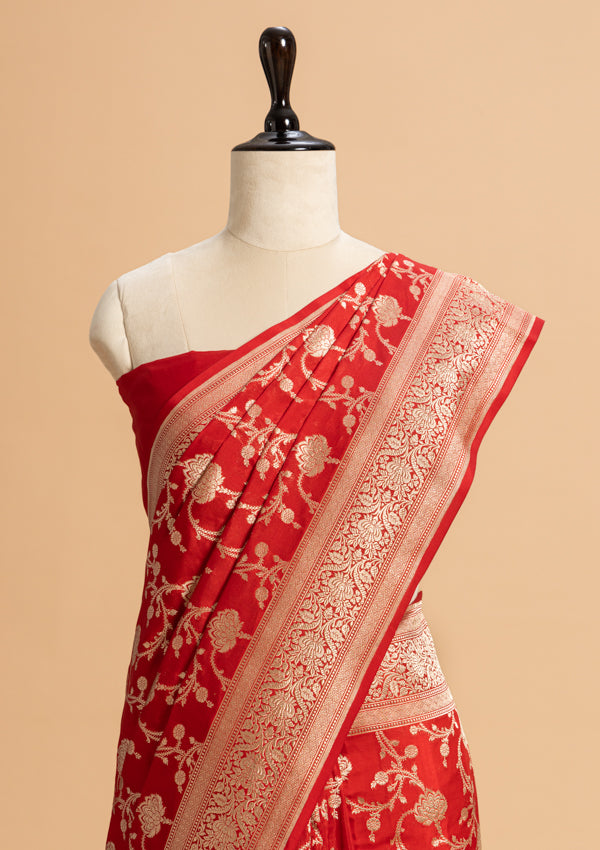 Red Jamdani Silk Saree