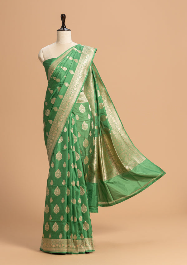 Green Jamdani Silk Saree