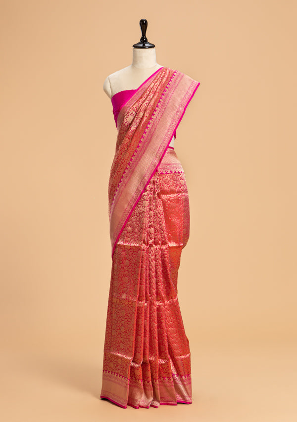 Rani Pink Brocade Silk Saree