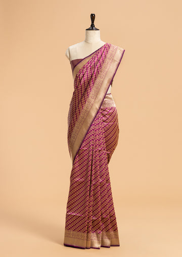 Magenta Brocade Silk Saree