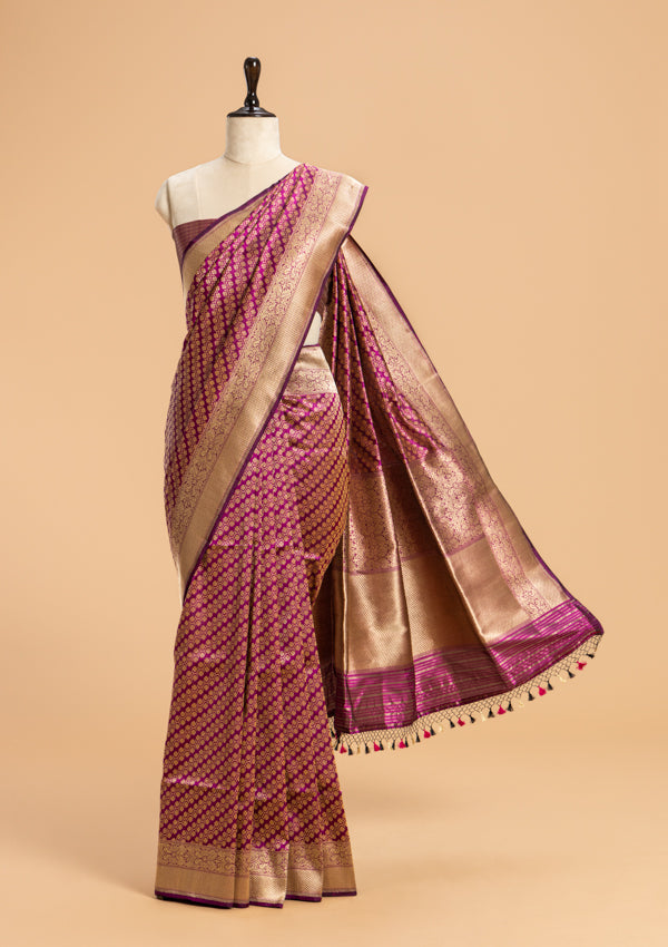 Magenta Brocade Silk Saree