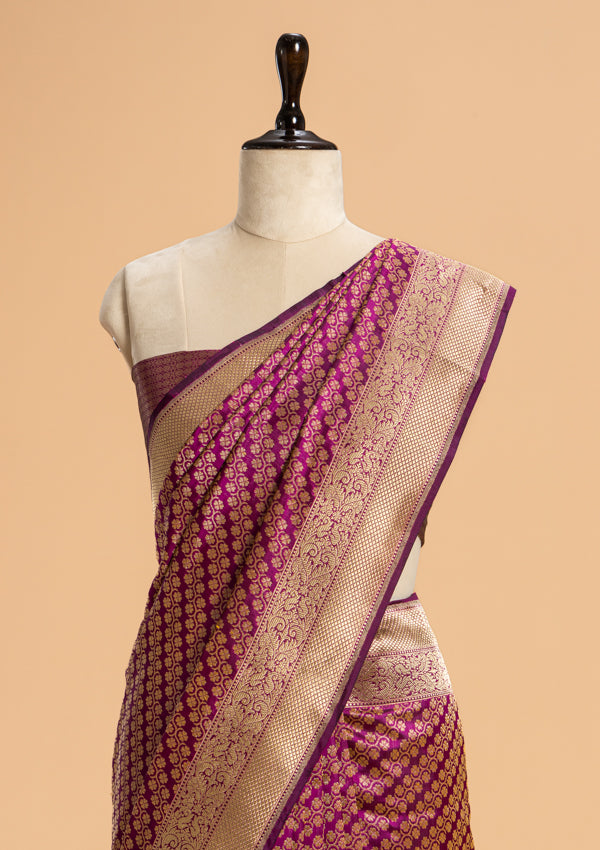 Magenta Brocade Silk Saree
