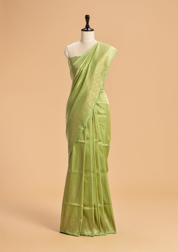 Sea Green Brocade Silk Saree