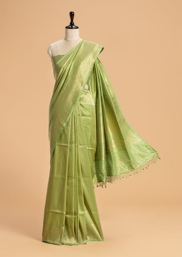 Sea Green Brocade Silk Saree