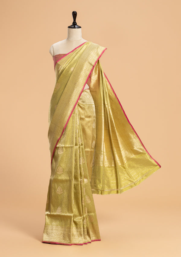 Light Green Brocade Silk Saree