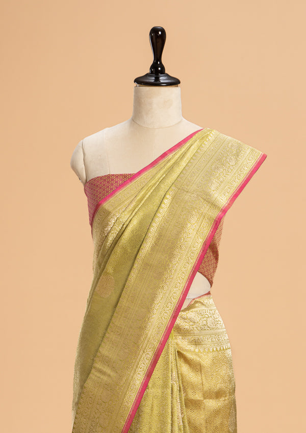 Light Green Brocade Silk Saree