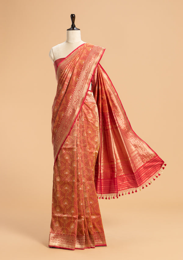 Red Brocade Silk Saree