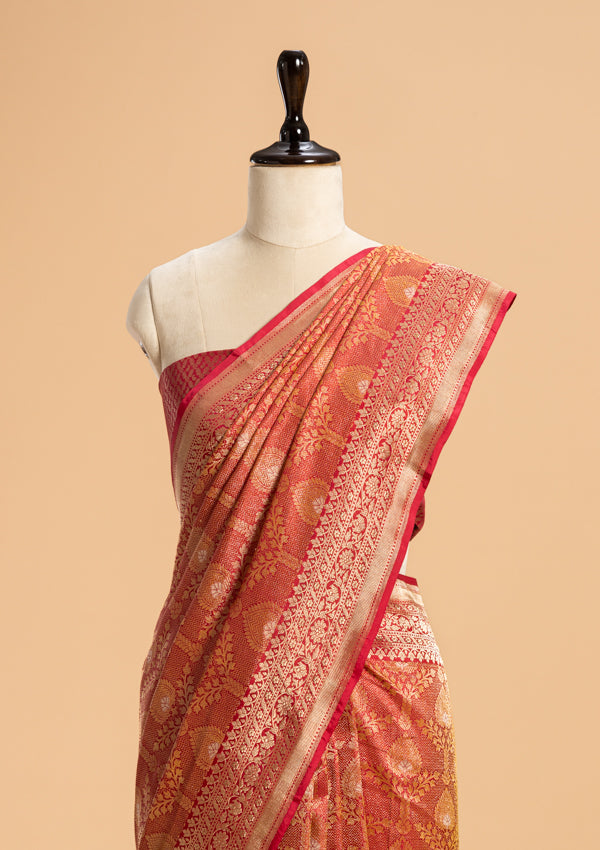 Red Brocade Silk Saree